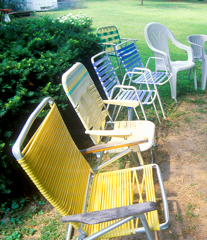 Retro Lawn Chairs Backyard Vinyl Plastic Outdoor Seating