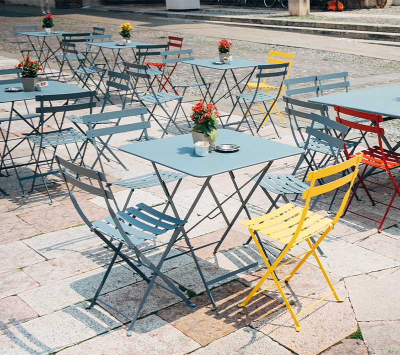Outdoor Cafe Tables Colorful Chairs